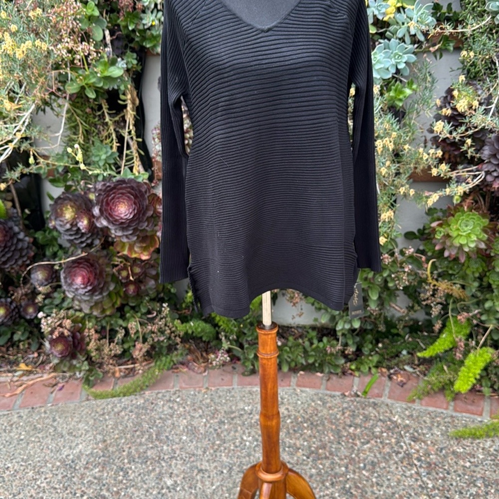 Thalia Sodi Charcoal Ribbed Knit Top